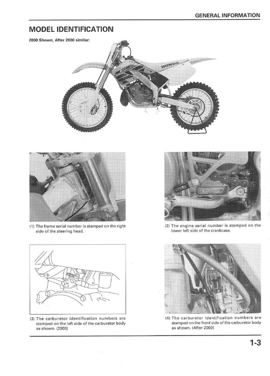 2000-2001 Honda CR250 CR250R Motocross Service Manual