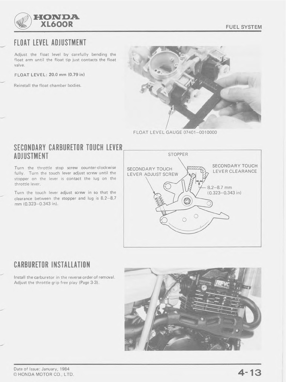 1983-1984 Honda XL600R Handbuch