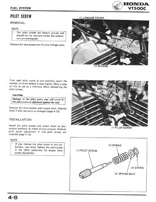 1983-1986 Honda VT500C VT500 C Shadow Cruiser V-Twin Handbuch