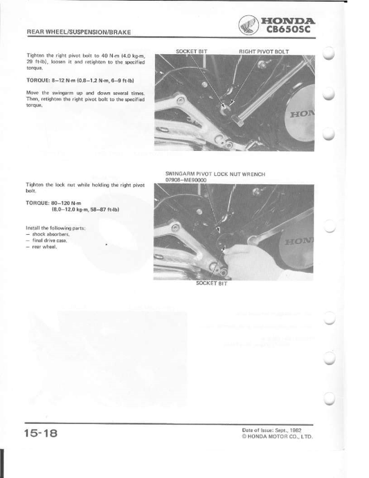 1982-1985 Honda CB650SC Nighthawk cuatro manuales