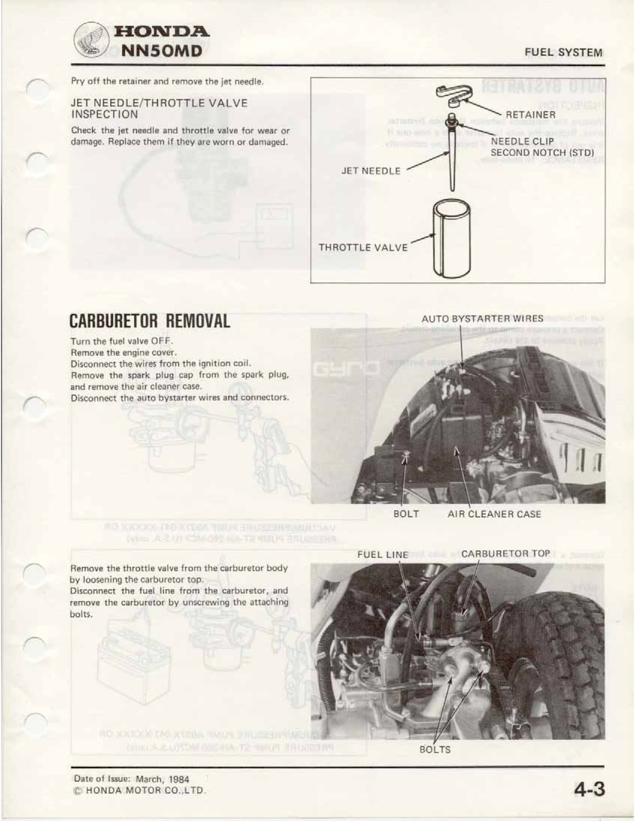 1984 Honda NN50 NN50MD Manual de scooter giroscópico de tres ruedas