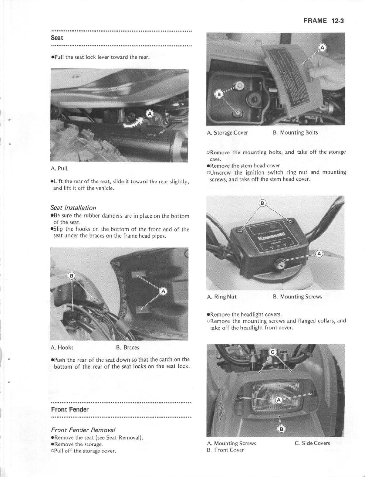 1985-1988 Kawasaki KLF185 Bayou ATV Quad Service Manual