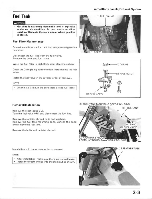 1992–1996 Honda CR250 Motocross-Handbuch