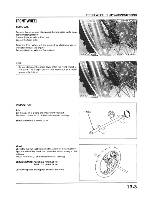 1996-2004 Honda XR250 R XR250R Manual de servicio de motocross enduro