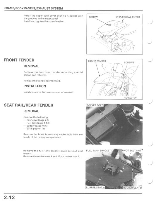 1998-2001 Honda Interceptor VFR800 VFR800F VFR 800 RC46 V4 Handbuch