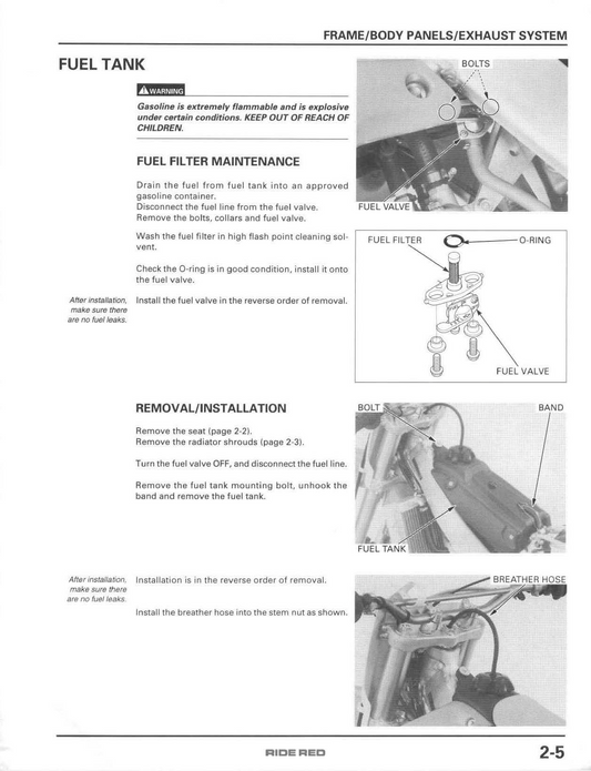 2000-2003 Honda CR125 Motocross Manual