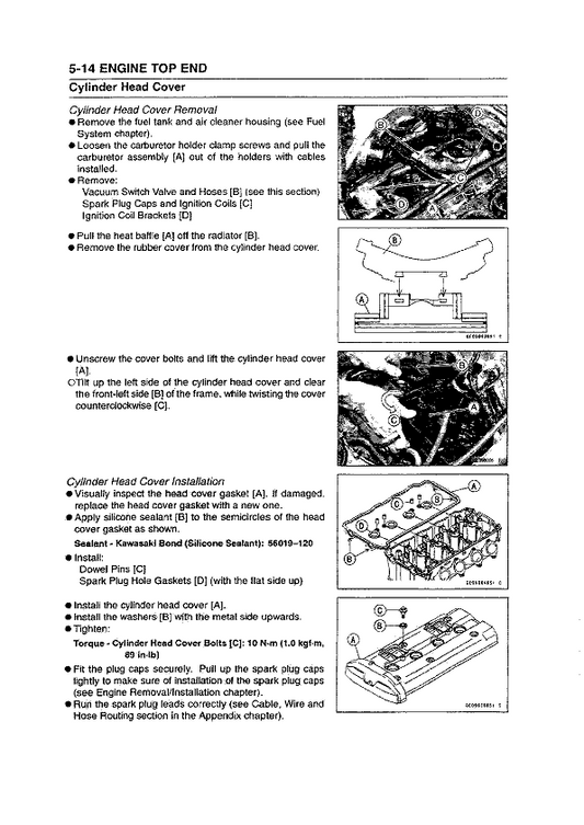 Manual de servicio Kawasaki ZZR1200 ZX-12C ZX12C Ninja 2002-2005