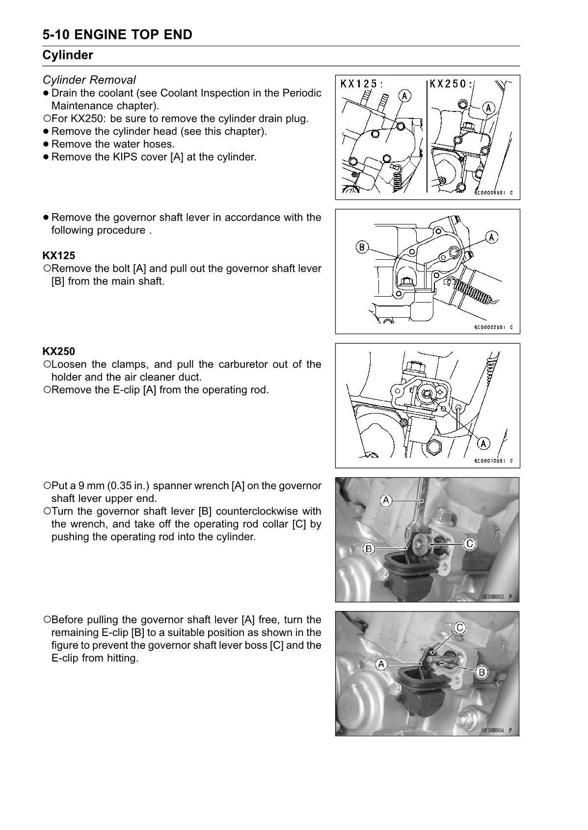 Manual de servicio Kawasaki KX125 2003-2008