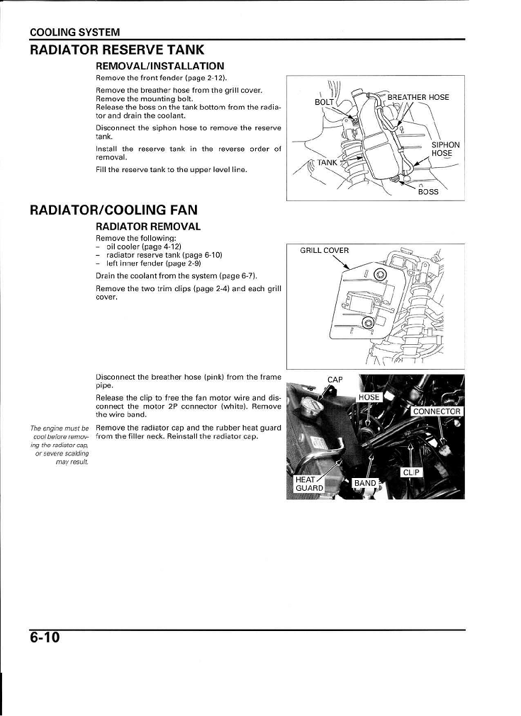 2003-2006 Honda TRX 650 TRX650 Fourtrax Rincón 4x4 ATV Quad Manual