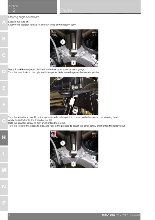 2007-2009 Ducati 1098 S Twin Service Manual