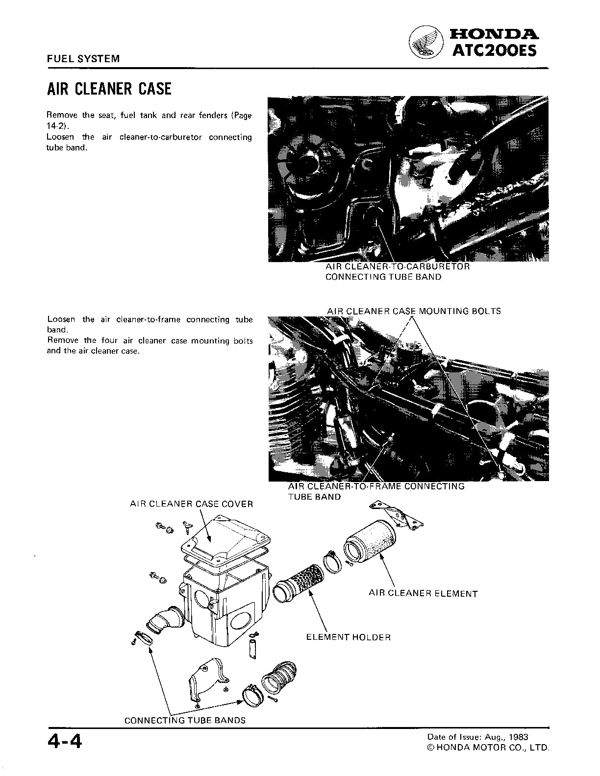 1984 Honda ATC200ES Manual del triciclo rojo grande