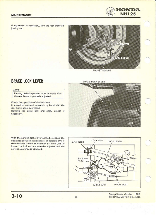 1983-1987 Honda NH125 NH 125 Aero Lead Scooter Handbuch