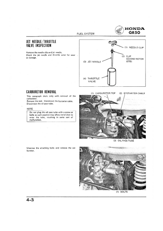 1983-1999 Honda QR50 Motocross Moped Scooter Manual
