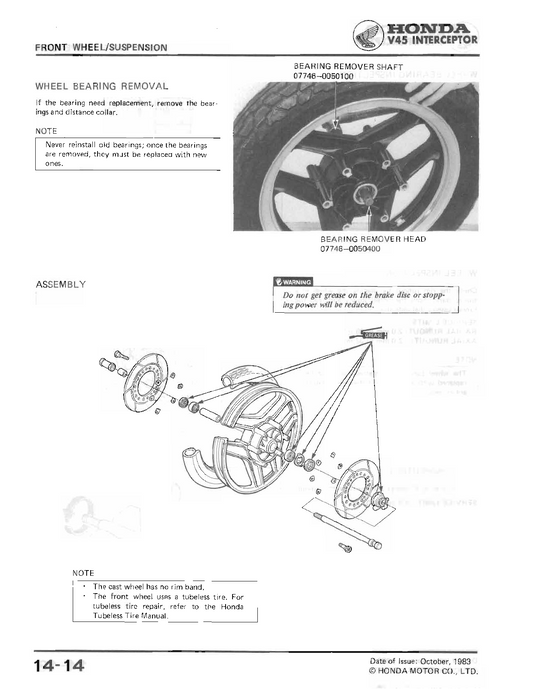 1983-1985 Honda VF700F VF700 F Interceptor V4 V45 Handbuch