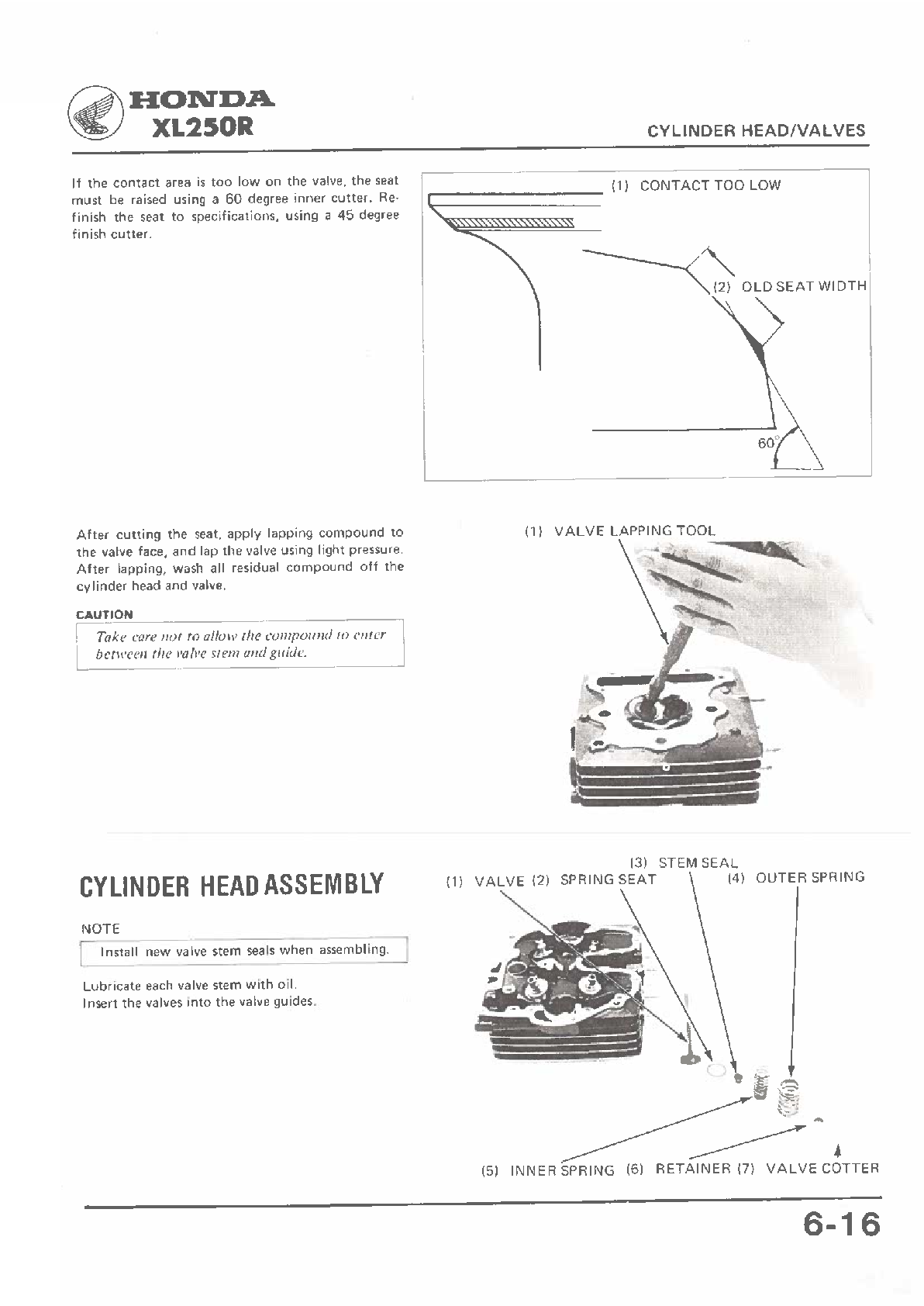 1984-1987 Honda XL250R RFVC Service Manual